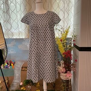 Molly Bracken Navy and White Patterned Midi Dress